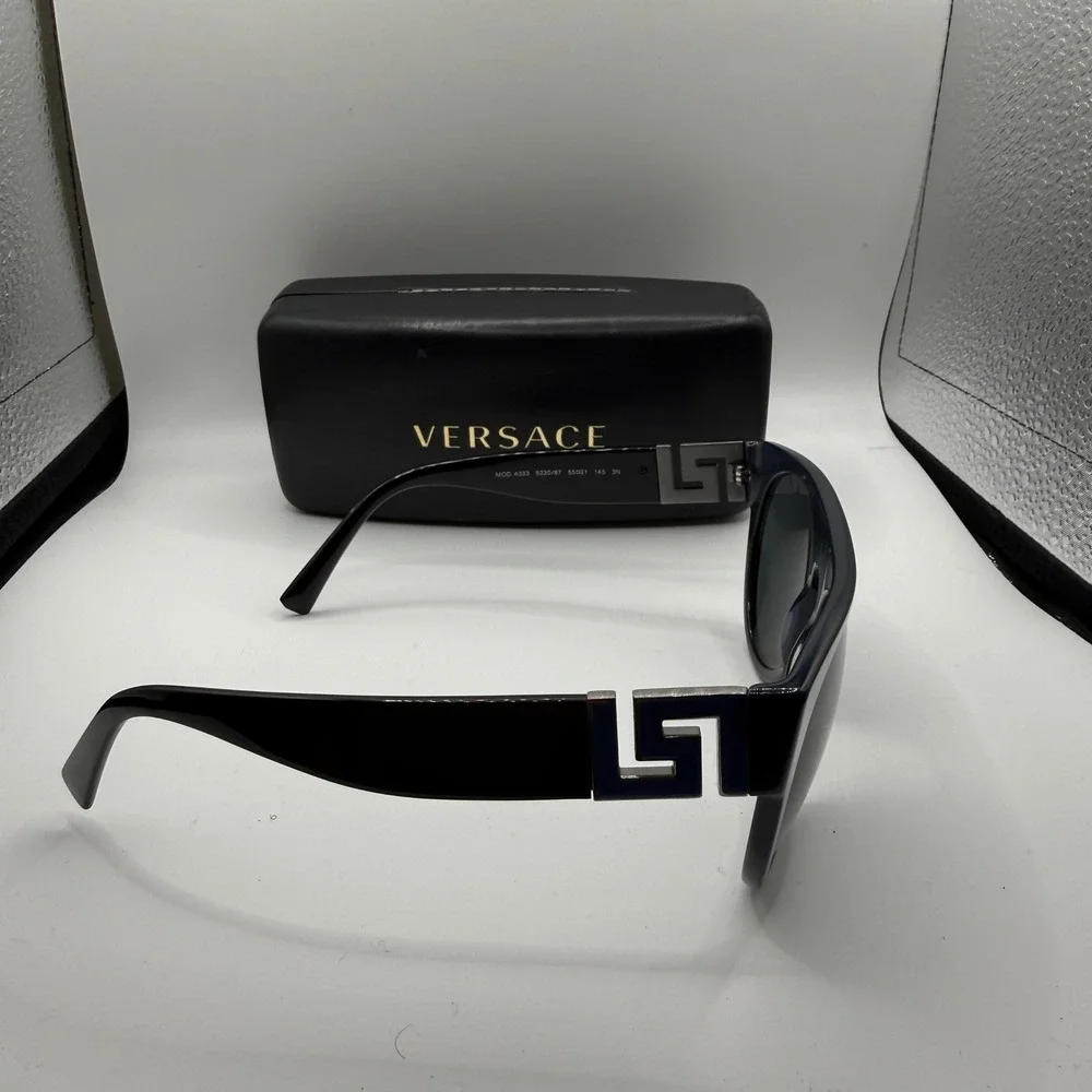 Versace MOD 4333 5230/87 Dark Blue Greca Logo Sunglasses Made in‎ Italy